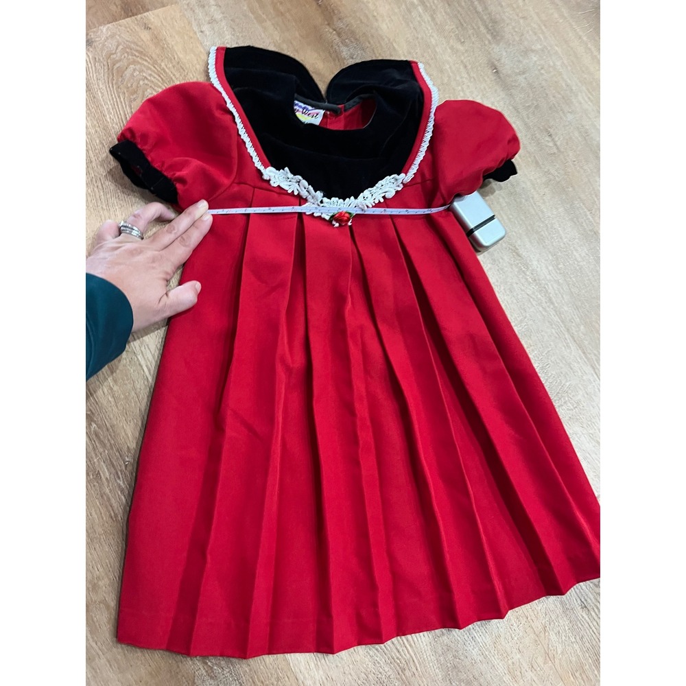 Emily West Red Velvet Collar Dress Girls Holiday Party Occasion